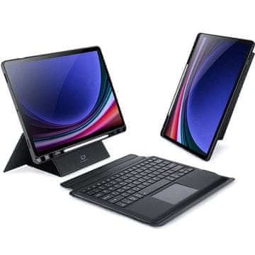 Dux Ducis DUX DUCIS etui DK zložljiv z osvetljeno brezžično tipkovnico za SAMSUNG Tab S10 Plus/S9 Plus/S9 FE Plus črn