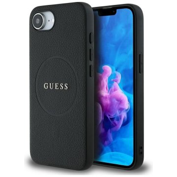 Guess GUESS etui za IPHONE 16e (SE 4 2025) združljiv z MagSafe GUHMPSE4PGHSMMK (PU Grained Gold Ring) črn