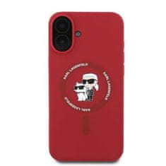 Karl Lagerfeld KARL LAGERFELD etui za IPHONE 16 združljiv z MagSafe KLHMP16SSCMKCRHR (silikonski KC Body Ring) rdeč