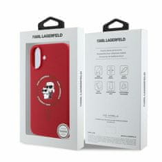 Karl Lagerfeld KARL LAGERFELD etui za IPHONE 16 združljiv z MagSafe KLHMP16SSCMKCRHR (silikonski KC Body Ring) rdeč