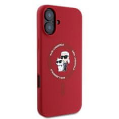 Karl Lagerfeld KARL LAGERFELD etui za IPHONE 16 združljiv z MagSafe KLHMP16SSCMKCRHR (silikonski KC Body Ring) rdeč