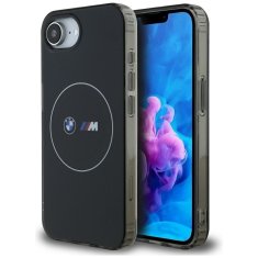 Bmw BMW etui za IPHONE 16e (SE 4 2025) združljiv z MagSafe BMHMPSE424HBMKH (IML Metal White Circle) črn