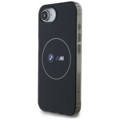 Bmw BMW etui za IPHONE 16e (SE 4 2025) združljiv z MagSafe BMHMPSE424HBMKH (IML Metal White Circle) črn