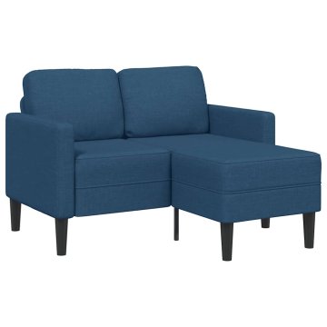 Vidaxl 2-sedežni kavč z ležiščem v obliki črke L modra 125 cm tkanina