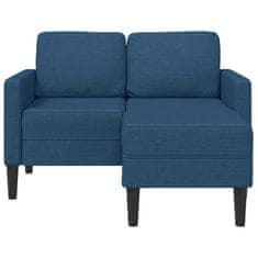 Vidaxl 2-sedežni kavč z ležiščem v obliki črke L modra 125 cm tkanina