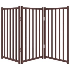 Vidaxl Vrata za pse zložljiva 3 paneli rjava 150 cm topolovina