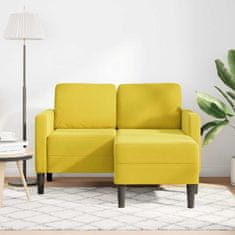 Vidaxl 2-sedežni kavč z ležiščem v obliki črke L rumena 125 cm žamet