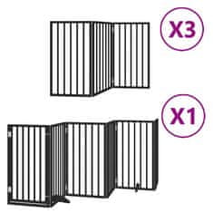 Vidaxl Ograda za pse z vrati zložljiva 15 panelov črna 750 cm les