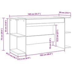Vidaxl Miza s polico Drugo Črni hrast 140 x 50 x 75 cm Konstruiran les