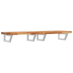 Vidaxl Stenska polica za umivalnik jeklo in trden akacijev les