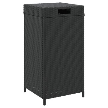 Vidaxl Koš za smeti črn 40x40x80 cm poli ratan