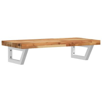 Vidaxl Stenska polica za umivalnik jeklo in trden akacijev les