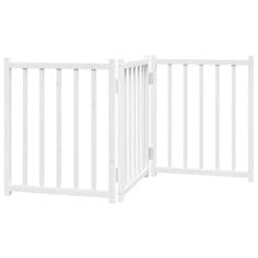 Vidaxl Vrata za pse zložljiva 3 paneli bela 150 cm trden les jelke