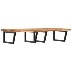 Vidaxl Stenska polica za umivalnik jeklo in trden akacijev les