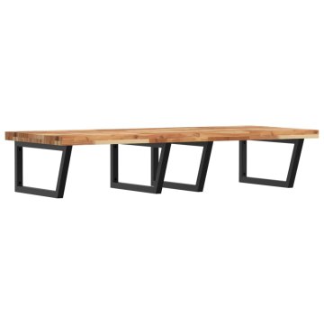 Vidaxl Stenska polica za umivalnik jeklo in trden akacijev les