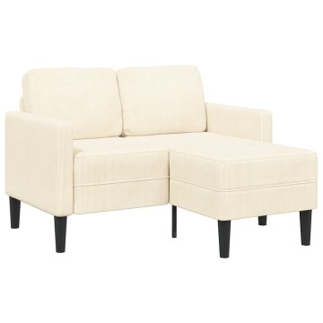 Vidaxl 2-sedežni kavč z ležiščem v obliki črke L kremast 125 cm platno