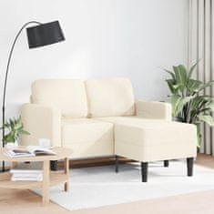 Vidaxl 2-sedežni kavč z ležiščem v obliki črke L kremast 125 cm platno
