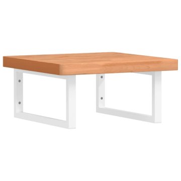 Vidaxl Stenska polica za umivalnik jeklo in trdna bukovina