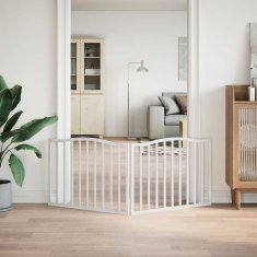 Vidaxl Vrata za pse zložljiva 2 panela bela 160 cm topolovina
