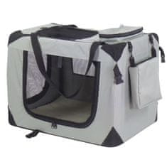 Vidaxl Transportni boks za pse najlon 90x61x65 cm siv
