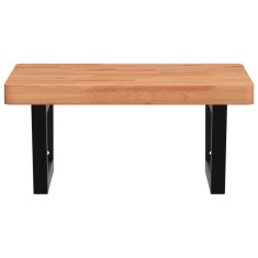 Vidaxl Stenska polica za umivalnik jeklo in trdna bukovina