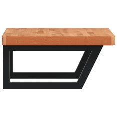 Vidaxl Stenska polica za umivalnik jeklo in trdna bukovina