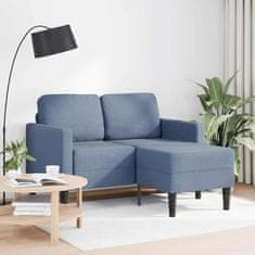 Vidaxl 2-sedežni kavč z ležiščem v obliki črke L modra 125 cm platno