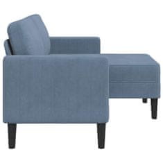 Vidaxl 2-sedežni kavč z ležiščem v obliki črke L modra 125 cm platno