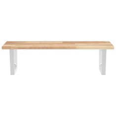 Vidaxl Stenska polica za umivalnik jeklo in trden akacijev les