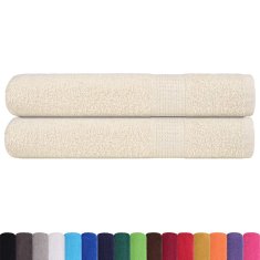 Vidaxl Brisače 2 kos krem 100x200 cm 360 gsm 100% bombaž