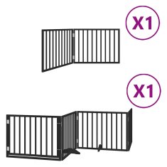 Vidaxl Ograda za pse z vrati zložljiva 6 panelov črna 480 cm les