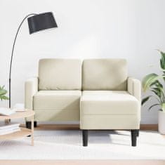 Vidaxl 2-sedežni kavč z ležiščem v obliki črke L, kremast 125 cm žamet