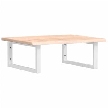 Vidaxl Stenska polica za umivalnik jeklo in trdna hrastovina