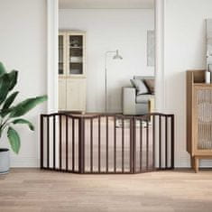 Vidaxl Vrata za pse zložljiva 3 paneli rjava 150 cm topolovina