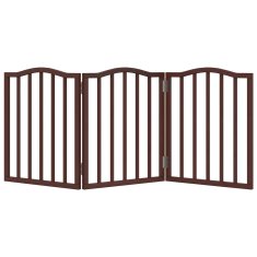 Vidaxl Vrata za pse zložljiva 3 paneli rjava 150 cm topolovina