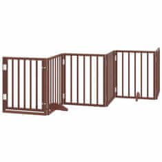 Vidaxl Ograda za pse z vrati zložljiva 15 panelov rjava 750 cm les