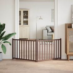 Vidaxl Vrata za pse zložljiva 2 panela rjava 160 cm topolovina