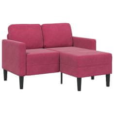 Vidaxl 2-sedežni kavč z ležiščem v obliki črke L vino rdeča 125 cm