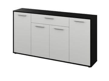 KONDELA Luna štirivratna komoda s predalom