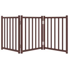 Vidaxl Vrata za pse zložljiva 3 paneli rjava 150 cm topolovina