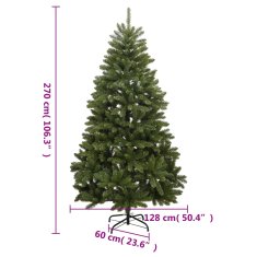 Vidaxl Umetna novoletna jelka s stojalom zelena 270 cm