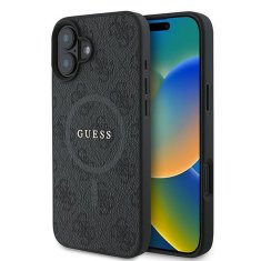 Guess GUESS etui za IPHONE 16 Plus, združljiv z MagSafe GUHMP16MG4GFRK (PU 4G Ring Classic Logo) črn
