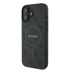Guess GUESS etui za IPHONE 16 Plus, združljiv z MagSafe GUHMP16MG4GFRK (PU 4G Ring Classic Logo) črn
