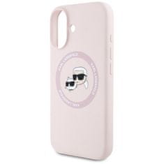Karl Lagerfeld KARL LAGERFELD etui za IPHONE 16 združljiv z MagSafe KLHMP16SSKCHTCP (Silicone KC Heads) roza