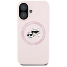 Karl Lagerfeld KARL LAGERFELD etui za IPHONE 16 združljiv z MagSafe KLHMP16SSKCHTCP (Silicone KC Heads) roza