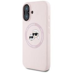 Karl Lagerfeld KARL LAGERFELD etui za IPHONE 16 združljiv z MagSafe KLHMP16SSKCHTCP (Silicone KC Heads) roza