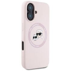 Karl Lagerfeld KARL LAGERFELD etui za IPHONE 16 združljiv z MagSafe KLHMP16SSKCHTCP (Silicone KC Heads) roza