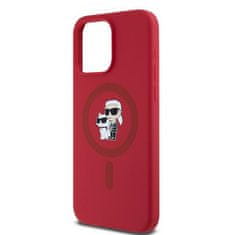 Karl Lagerfeld KARL LAGERFELD etui za IPHONE 15 Pro Max združljiv z MagSafe KLHMP15XSCMKCRHR (Silicone KC Body Ring) rdeč