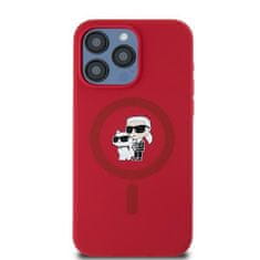 Karl Lagerfeld KARL LAGERFELD etui za IPHONE 15 Pro Max združljiv z MagSafe KLHMP15XSCMKCRHR (Silicone KC Body Ring) rdeč