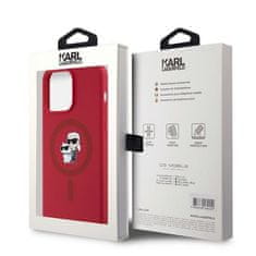Karl Lagerfeld KARL LAGERFELD etui za IPHONE 15 Pro Max združljiv z MagSafe KLHMP15XSCMKCRHR (Silicone KC Body Ring) rdeč